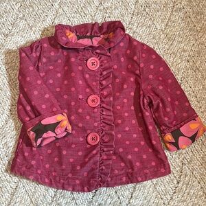 EUC Oshkosh Pink Polka Dot Baby Jacket with floral lining size 18mo